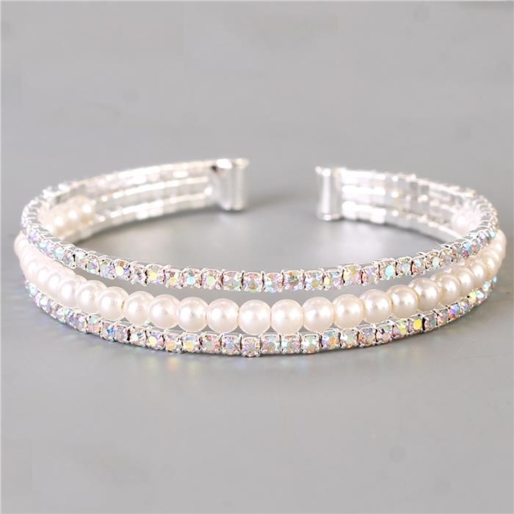 Rhinestones Pearl Three-Layereds Bracelet - 164407